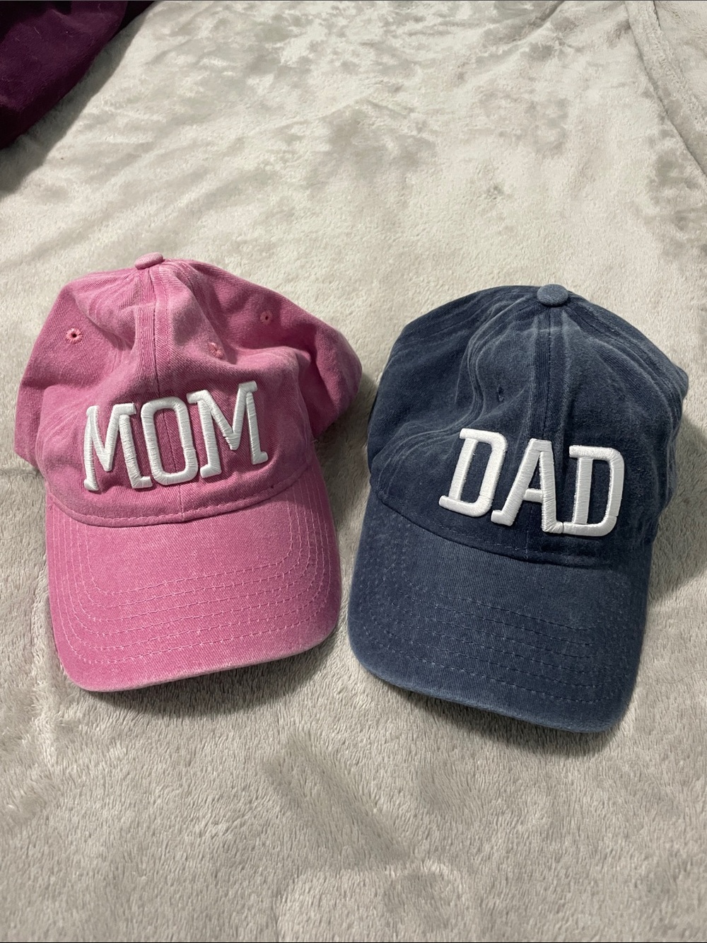 Pink MOM & Navy DAD Embroidered Baseball Caps - Set of 2